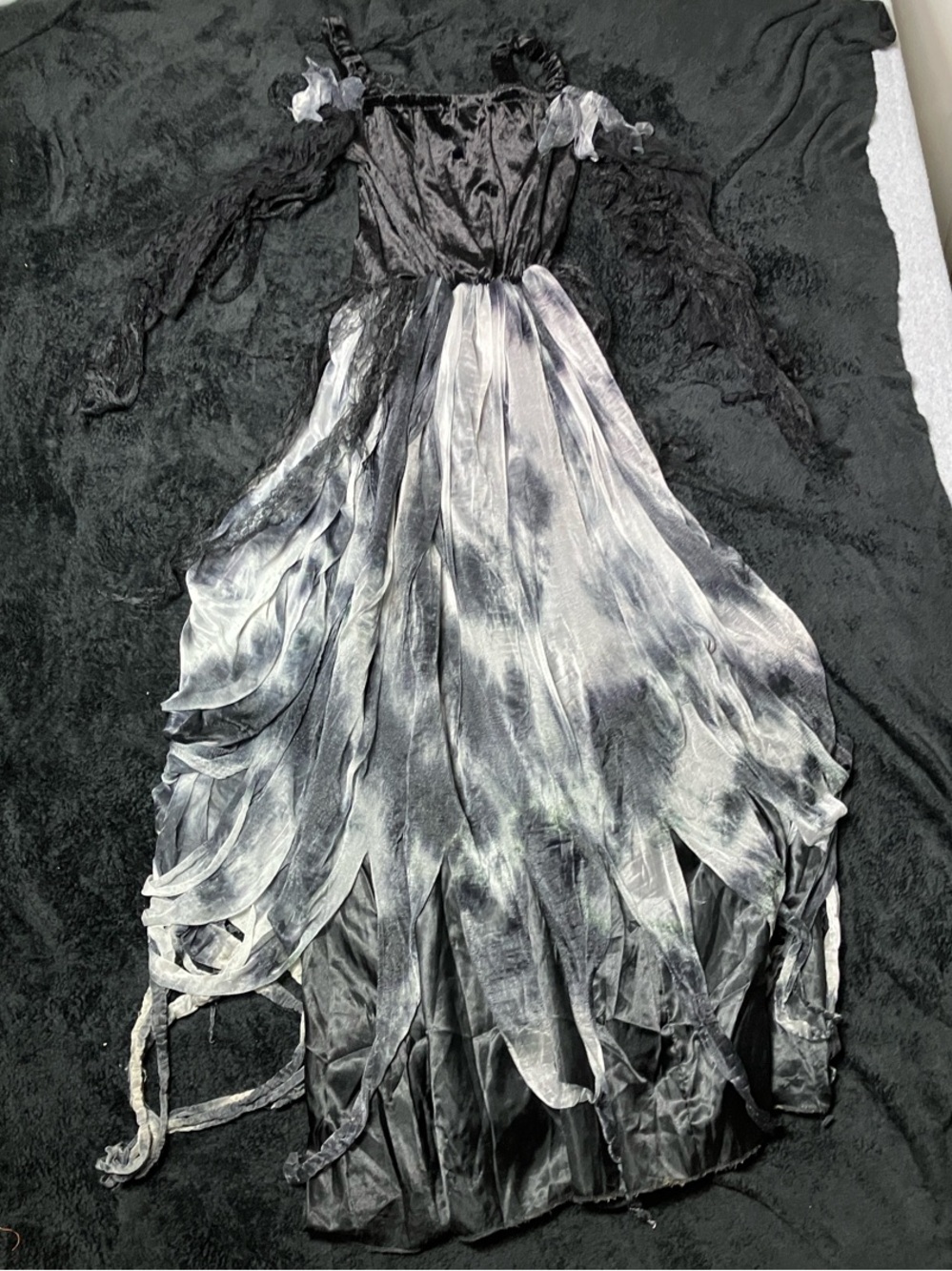 Spirit Black & Silver Gothic Maxi Dress with Tattered Skirt - Picture 6 of 8